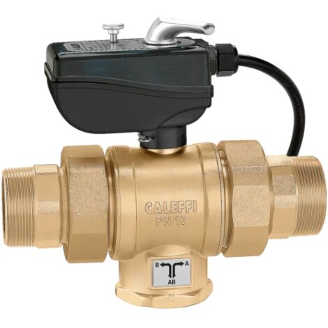 Valvola a sfera a tre vie motorizzata 1 1/2", tensione 230V. Foratura a "T" Caleffi 638183  1 1/2”
