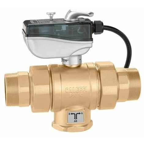 Valvola a sfera a tre vie motorizzata 1 1/4", tensione 230V. Foratura a "L" Caleffi 638073 1 1/4”