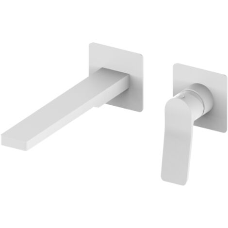 Miscelatore lavabo a parete modello quadro bocca da 20 cm colore bianco opaco Paffoni TILT TI105BO70  Bianco opaco - 200 mm