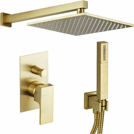 Kit doccia completo modello quadro colore oro spazzolato Gattoni SQUARE KTQ15/PDSG  Oro Spazzolato