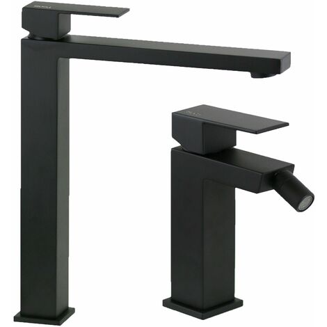 Set miscelatori lavabo alto e bidet in colore nero opaco Ponsi Italia R  KITITALIAR2NO