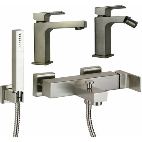 Set Miscelatori Lavabo E Bidet York In Acciaio Inox Spazzolato - Monocomando Con Piletta Click Clack - Foto 13