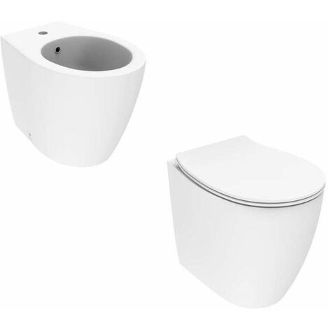 Coppia di sanitari a terra colore bianco opaco da 52 cm Ponsi Kite KITKITE1BO