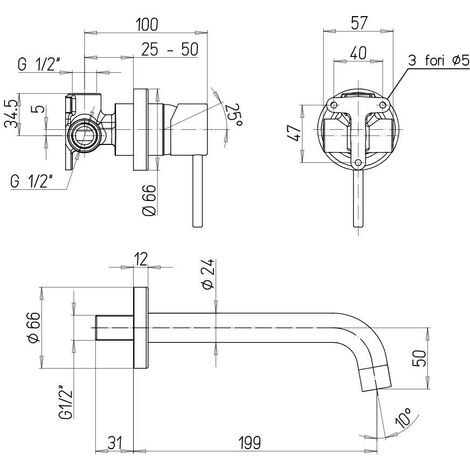 Miscelatore lavabo a muro con piastre Ø66 mm Paini Cox 78CR208  Cromo