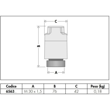 Comando elettrotermico con manopola e microinterruttore Caleffi 6563 24V