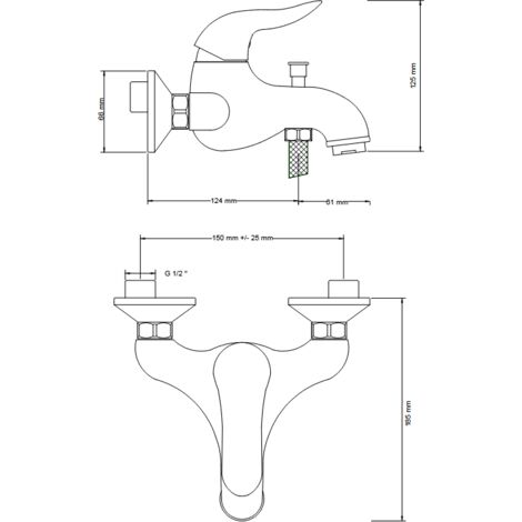 Miscelatore monocomando esterno per vasca da bagno Tara .Logic