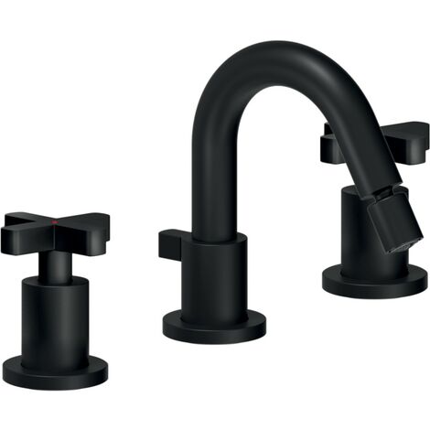 Rubinetto per bidet a 3 fori nero opaco Nobili Lira LR116215/1BM Nero opaco - Piletta con salterello 1"1/4 (1/3)