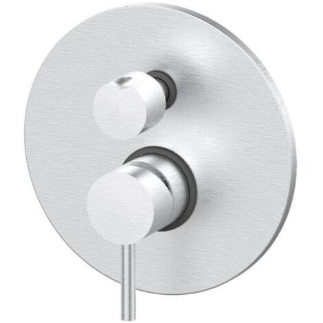 Miscelatore doccia ad incasso con due uscite Ø 200 mm Steel looking Paffoni serie Light LIG018ST  Ottone - Steel looking