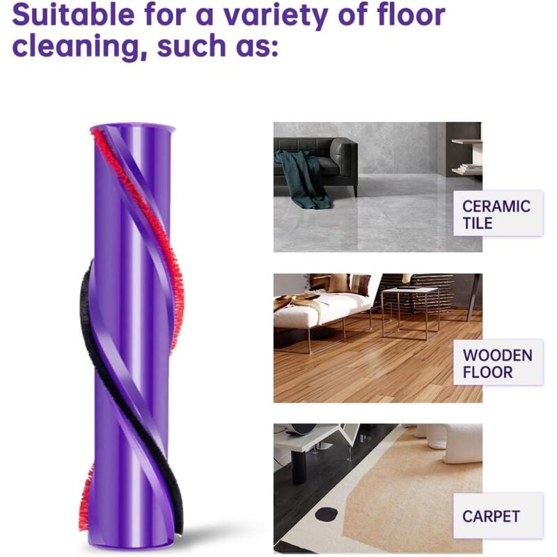 Brosse à rouleaux à entraînement direct grande brosse à rouleaux, Brosse Rotative Pour Pièces De Rechange Pour Aspirateur Vertical Sans Fil Dyson V8 3