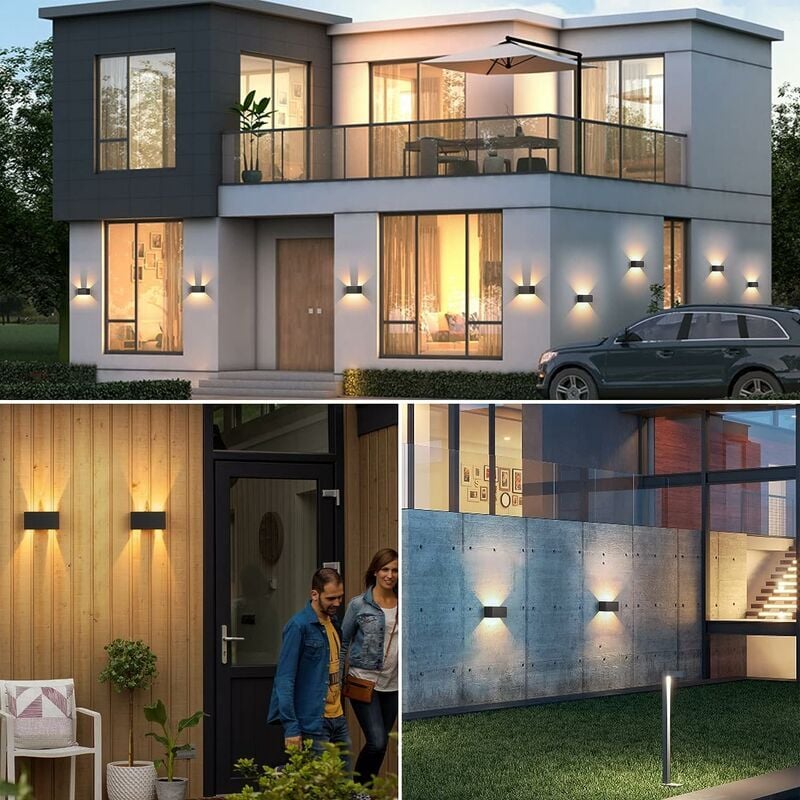 Applique Murale intérieur/Extérieur avec Détecteur de Mouvement,LED 24W Moderne Luminaire Murale,Éclairage Mural Etanche IP65 3000K blanc chaud,Appliques Murales avec Angle de Faisceau Réglable,Noir 2