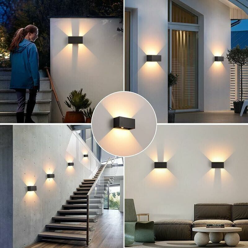 Applique Murale intérieur/Extérieur avec Détecteur de Mouvement,LED 24W Moderne Luminaire Murale,Éclairage Mural Etanche IP65 3000K blanc chaud,Appliques Murales avec Angle de Faisceau Réglable,Noir 4