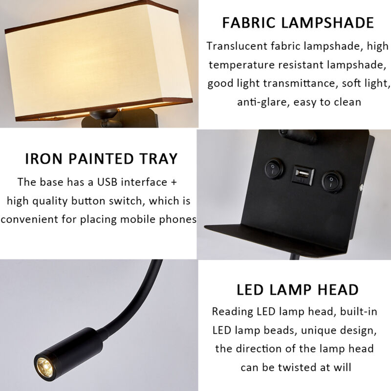 Applique Murale LED Avec Chargeur Sans Fil 10W - Col Cygne 360° Dimmable - 3 Températures Couleur