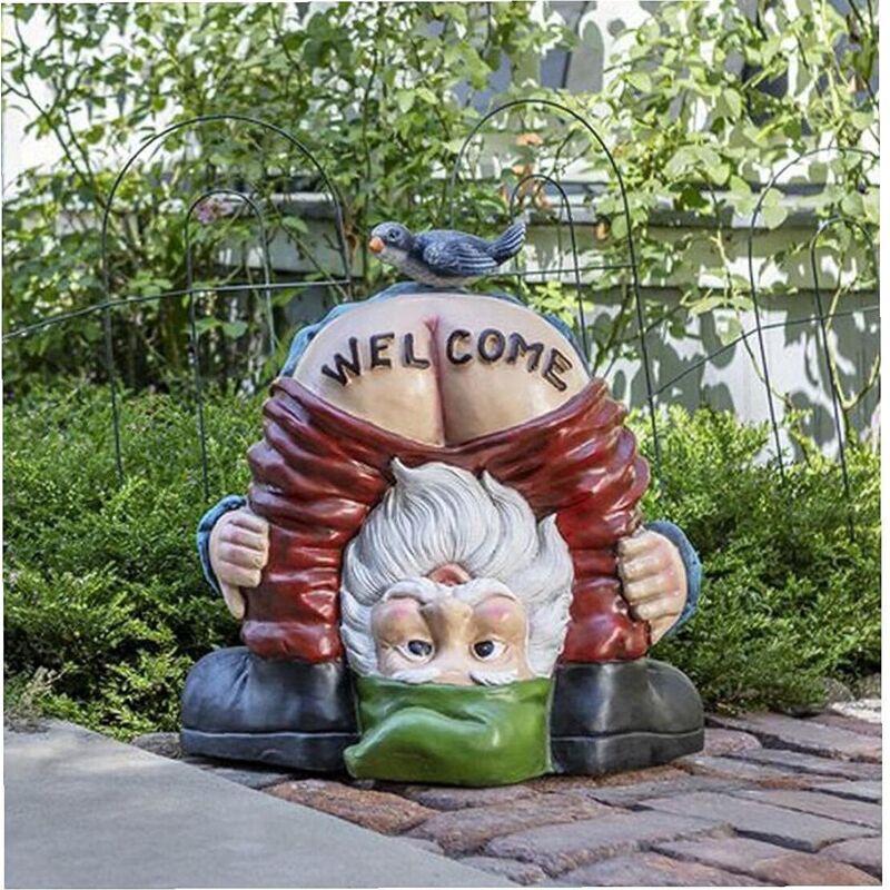 Statue De Nain De Jardin Humour, Résine Boire Du Café Rocking Chair