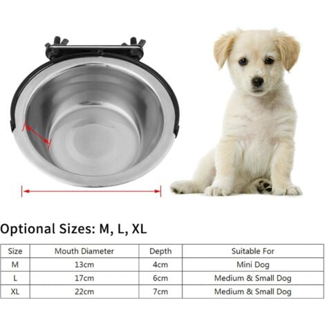 Gamelle pour chien, gamelle à suspendre pour animaux de compagnie anti déversement en acier inoxydable bols à eau amovibles pour chat, lapin, oiseau, bassin à nourriture  [XL]