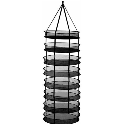 étagère de séchage d'herbes,8 Couches 60cm de diamètre de séchoir Pliant de Suspension avec Fermetures à glissière - Panier de Séchage de Suspension pour légumes, Plantes, vêtements