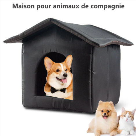 Rwoythk – Maison extérieure pour chats – Tissu imperméable en Oxford – Abri pliable et résistant aux intempéries – Conception semi-fermée