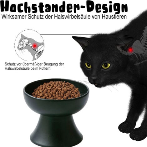 Bol en céramique pour animaux de compagnie bol pour chat à pieds hauts protège la colonne cervicale ustensiles de nourriture pour chat en céramique noir