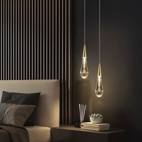 LED chandeliers, creative water droplet glass chandeliers, modern golden glass LED ceiling lights（warm light）