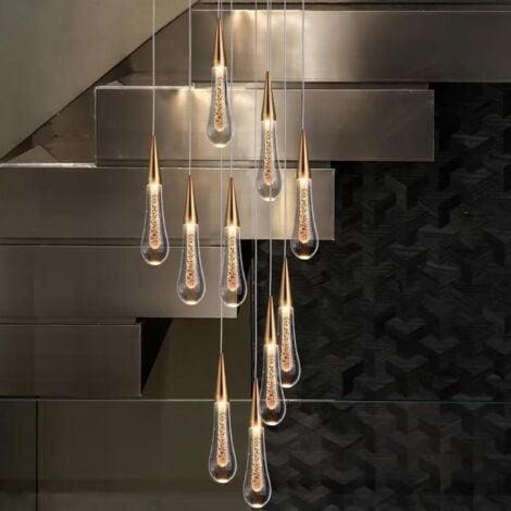 LED chandeliers, creative water droplet glass chandeliers, modern golden glass LED ceiling lights（warm light）