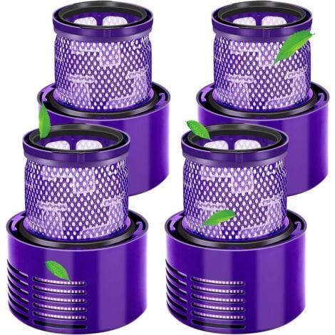 Lot de 4 Filtres Lavables de Remplacement pour Dyson V10 - Compatible avec V10 Cyclone, V10 Absolute, V10 Animal, V10 Total Clean, V10 Motorhead, SV12 Aspirateur - Pièces de Rechange DY-969082-01