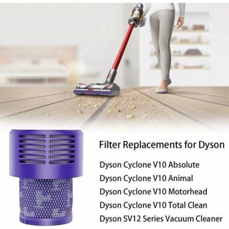 Lot de 4 Filtres Lavables de Remplacement pour Dyson V10 - Compatible avec V10 Cyclone, V10 Absolute, V10 Animal, V10 Total Clean, V10 Motorhead, SV12 Aspirateur - Pièces de Rechange DY-969082-01