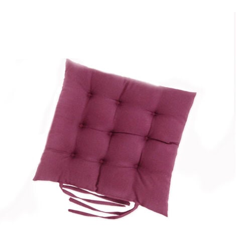 40x40cm Coussinets de Chaise en Peluche avec Attaches de Fixation, Coussins de Chaise Tapis de Bureau pour Jardin, Patio, Salle à Manger, Cuisine, Chaise de Bureau (Violet foncé)