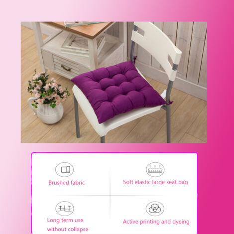 40x40cm Coussinets de Chaise en Peluche avec Attaches de Fixation, Coussins de Chaise Tapis de Bureau pour Jardin, Patio, Salle à Manger, Cuisine, Chaise de Bureau (Violet foncé)