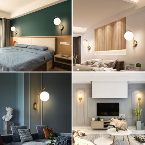 Lampe Murale De Créativité Moderne Avec Abat-Jour En Verre Boule, E27 Fini Doré Appliques Murales Luminaire Personnalité Montage Mural Lumière Pour Chambre Salon Couloir Art Mural