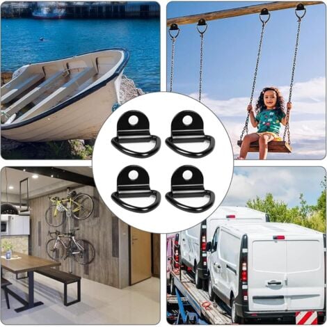 Hugwish 4pcs Anneau Arrimage INOX Charge 450 KG, Anneau D'arrimage Noir