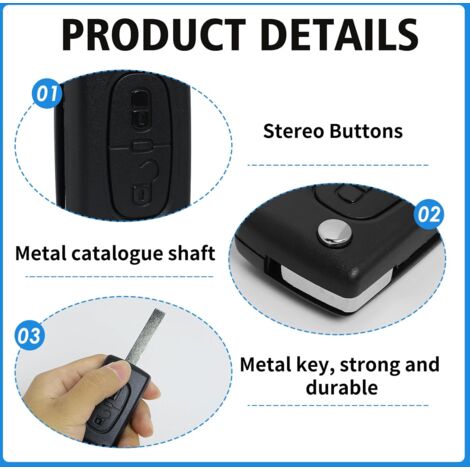 2 Boutons, CE0536) 2 Boutons Coque Cl&eacute; Compatible CE0536 Cl&eacute;