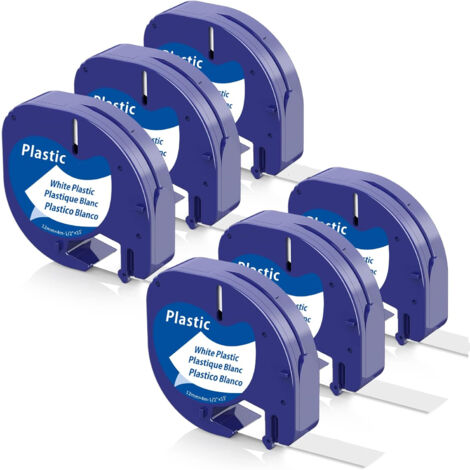 Rwoythk – Étiquettes de remplacement DYMO LetraTag LT 1/2' x 13' – Plastique noir sur blanc – Application facile sur surfaces variées - S0721660
