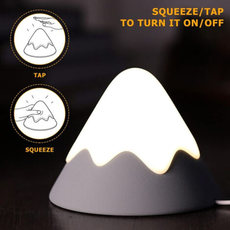 Veilleuse en forme de montagne enneigée, veilleuse LED, lampe en silicone souple, alimentation réglable, synchronisation, protection des yeux, chargement, adaptée à la chambre et au salon