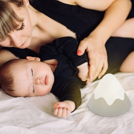 Veilleuse en forme de montagne enneigée, veilleuse LED, lampe en silicone souple, alimentation réglable, synchronisation, protection des yeux, chargement, adaptée à la chambre et au salon