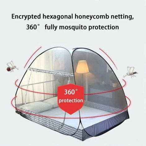 Moustiquaire de Lit Pliable, Portable de Voyage Moustiquaire, Porte Simple Camping Mosquito Rideau, 100 190cm Moustiquaire en Forme de Dôme à Installation Facile - Jante Marron