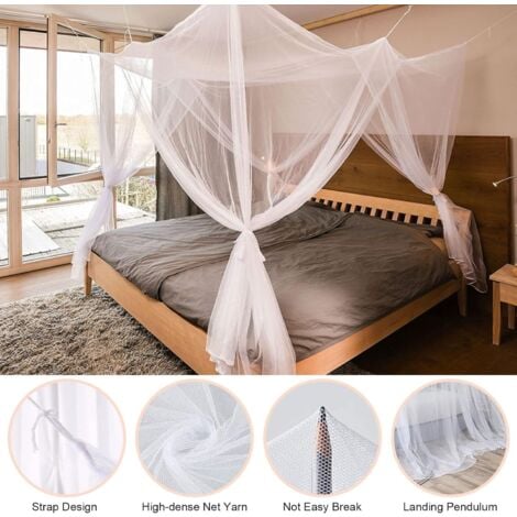 Moustiquaire de Lit Double SZHTFX Grand Moustiquaire Carré Lits Simples 4 Portes pour Anti-Insectes Universelle Voilage Baldaquin IntéRieur et ExtéRieur Isoler Efficacement Les Moustiques 210190240cm 