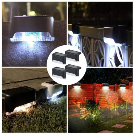 4 Pcs Lampes De Pont Solaires,LumièRes D'éTape Solaires Lampes, Solaires à LED ImperméAbles, Lampes solaires pour Jardin Escaliers ExtéRieurs, Marche, ClôTure, Cour, Patio Et Chemin