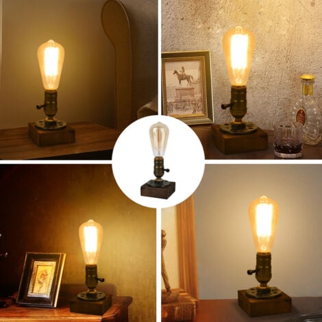 Base de lampe de table industrielle vintage pour ampoule Edison E26, lampe décorative antique de style steampunk, chevet décoratif de lampe de table vintage, pour bar de café de chambre à coucher de s