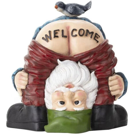 Rwoythk – Nain de jardin en résine imperméable – Décoration coquine à fesses nues – Résistant aux intempéries – 16 x 13 x 11 cm