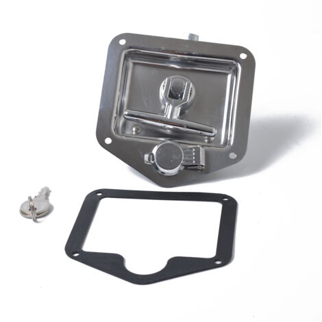 Serrure de voyage en acier inoxydable en forme de T,serrure de porte, poignée encastrée avec liaison, panneau de loquet pliable à poignée en T pour caravane, camion, camping-car,véhicule de patrouille (1/4)