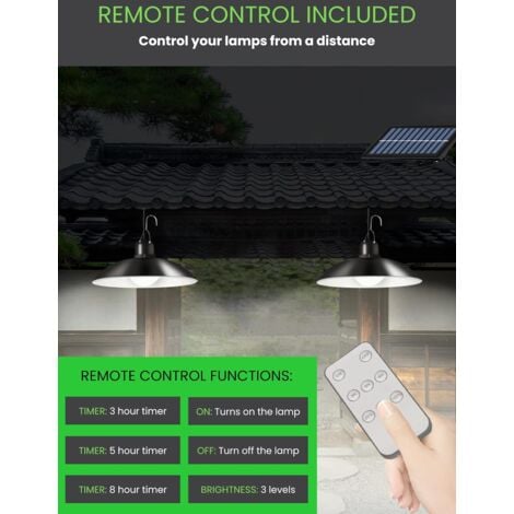 Lampe Solaire Extérieur Intérieur Avec Détecteur De Mouvement Et Télécommande, Etanche IP65