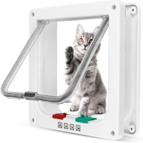 Porte rabattable intelligente pour chat, baie vitrée coulissante,  fermeture magnétique à 4 voies de qualité supérieure, fermeture magnétique, résistante aux intempéries, convient aux portes et murs f