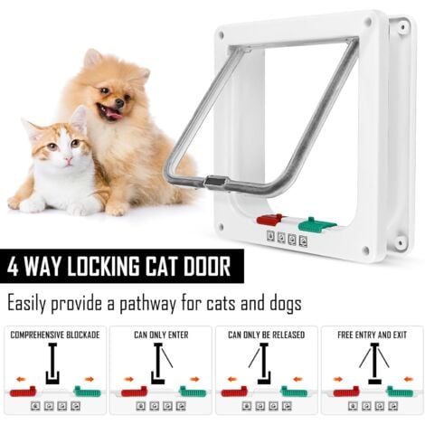 Porte rabattable intelligente pour chat, baie vitrée coulissante,  fermeture magnétique à 4 voies de qualité supérieure, fermeture magnétique, résistante aux intempéries, convient aux portes et murs f