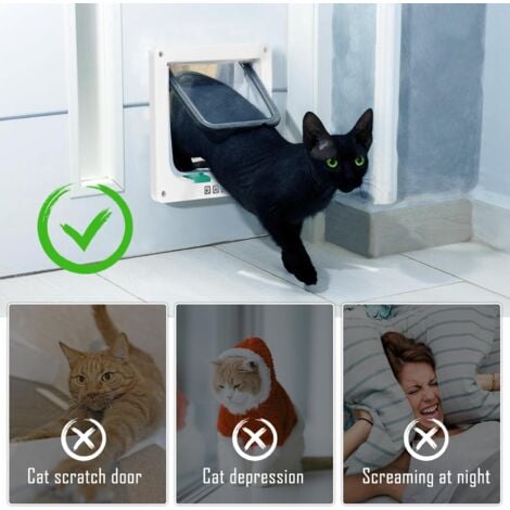 Porte rabattable intelligente pour chat, baie vitrée coulissante,  fermeture magnétique à 4 voies de qualité supérieure, fermeture magnétique, résistante aux intempéries, convient aux portes et murs f