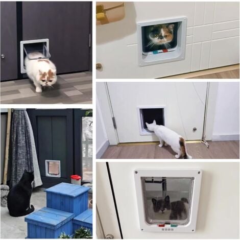 Porte rabattable intelligente pour chat, baie vitrée coulissante,  fermeture magnétique à 4 voies de qualité supérieure, fermeture magnétique, résistante aux intempéries, convient aux portes et murs f
