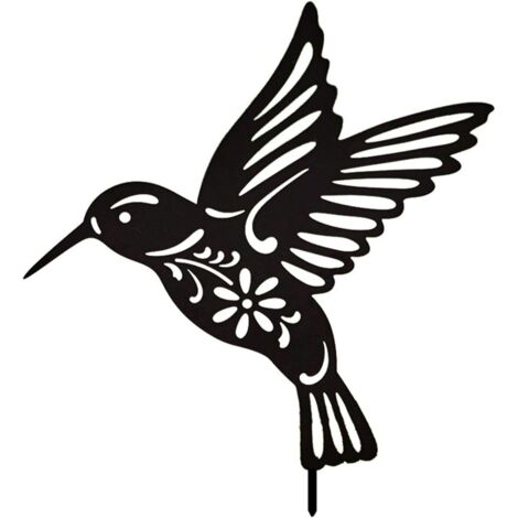 1 pièce Colibri Décoration murale Sculpture de colibri en métal noir Décoration murale en métal Colibri en fer, Décoration murale d'oiseau en métal pour jardin, cour, paysage (Noir)