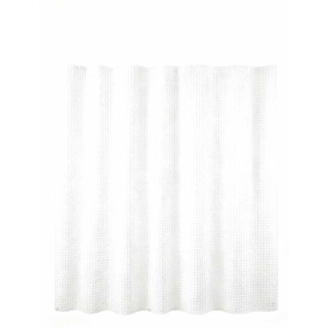 Rideau de douche/rideau de salle de bain imperméable à motif gaufré, robuste et durable, 180180cm (blanc) (1/5)