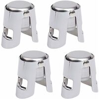 Bouchons à Champagne, 4 Pcs Bouchons Acier Inoxydable pour Bouteille de Vin, pour champagne mousseux vin rouge Bouchon Réutilisable en acier inoxydable
