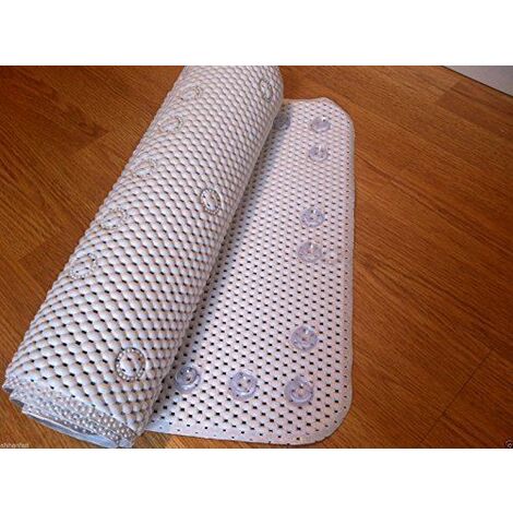 EXTRA LONG 91 x 43 CM CUSHIONED PVC ANTI SLIP QUILTED BATH SHOWER MAT WHITE
