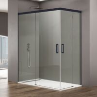 Box doccia apertura angolare BASIC BLACK Estensione 1: 120-124 / Estensione 2: 95-100