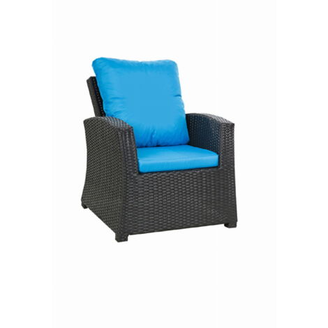 Coussins de fauteuil tressé en résine 56x52x7+56x50 1 pièce Coussin l'extérieur Bleu Coussin de jardin coussin de chaise à dossier haut